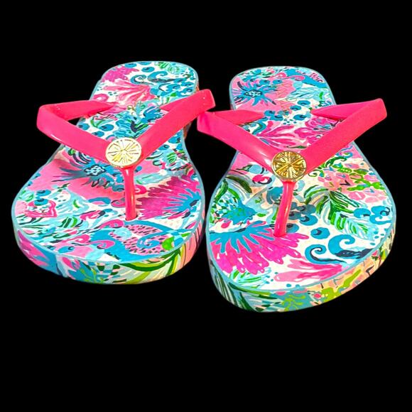 Sz 8 LILLY PULITZER Mandevilla Bay Paradise Petals Pool Flip-Flop Thong Sandal - Picture 3 of 9